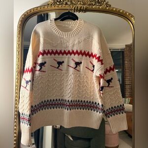 Chic Cream Ski Pattern Sweater